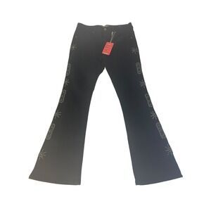 Bleecker‎ & Mercer Flare Fit Distressed Streetwear Studded Grunge Jeans 32x32